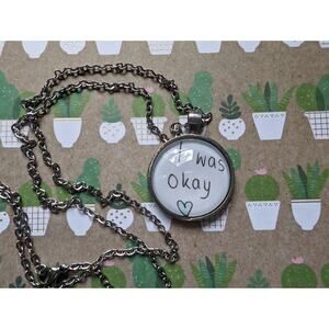 I Was Okay pendant necklace made with Heartstopper book pages